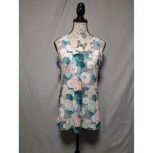 MPG Floral Racerback Workout Athletic‎ Tank Sleeveless Active Top Women's Large